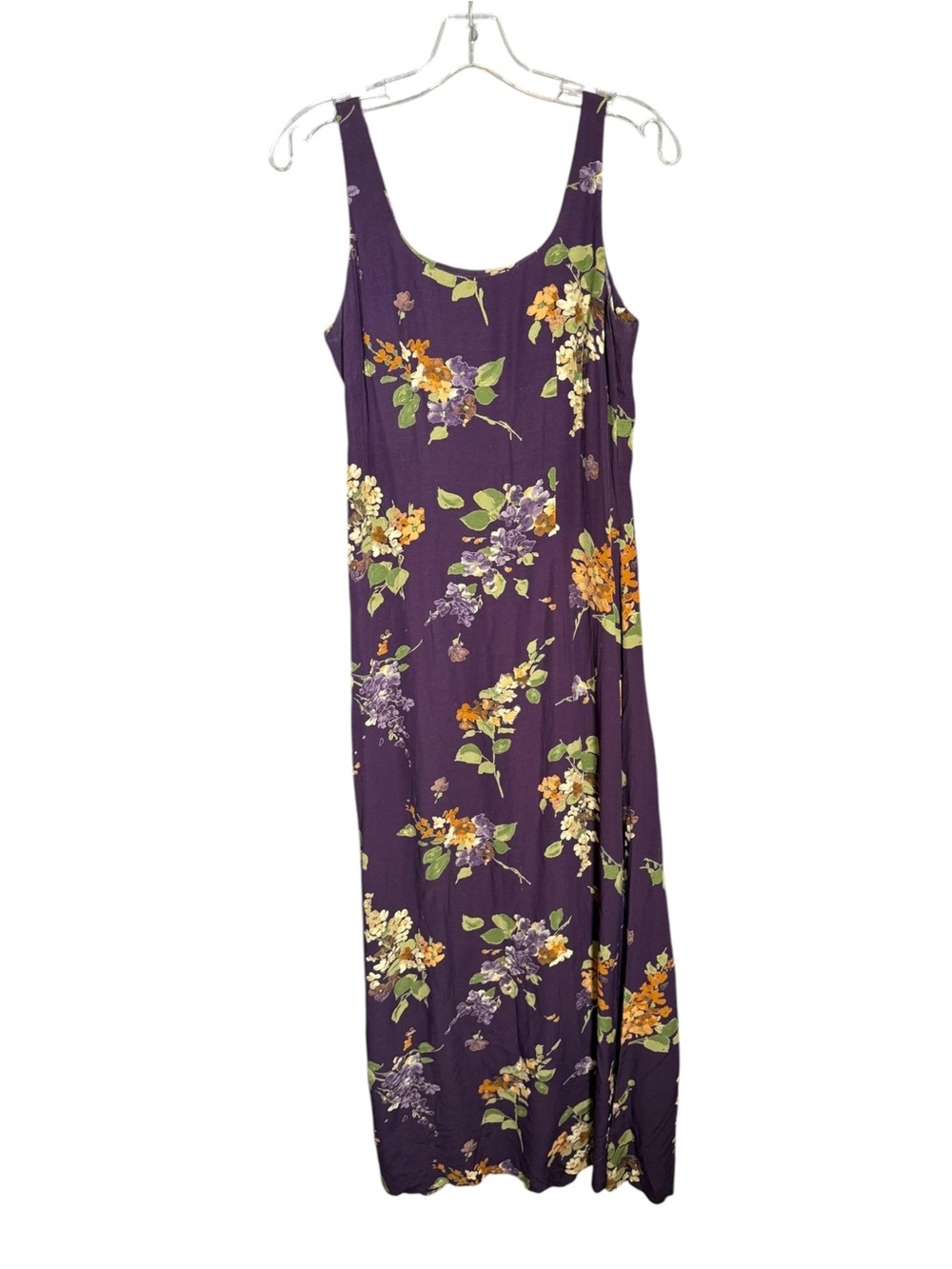 Vintage Y2K Purple Floral Maxi Dress Fall Feminine Slip Romantic Whimsigoth S